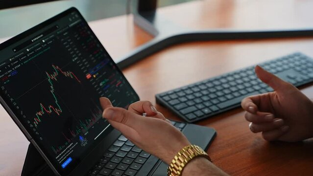 a trading chart screen on tablet