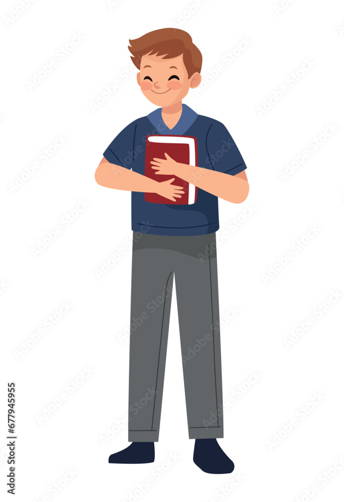 Poster student boy holding a book