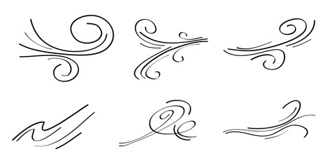 doodle wind  blow, gust design isolated on white background. vector hand drawn illustration