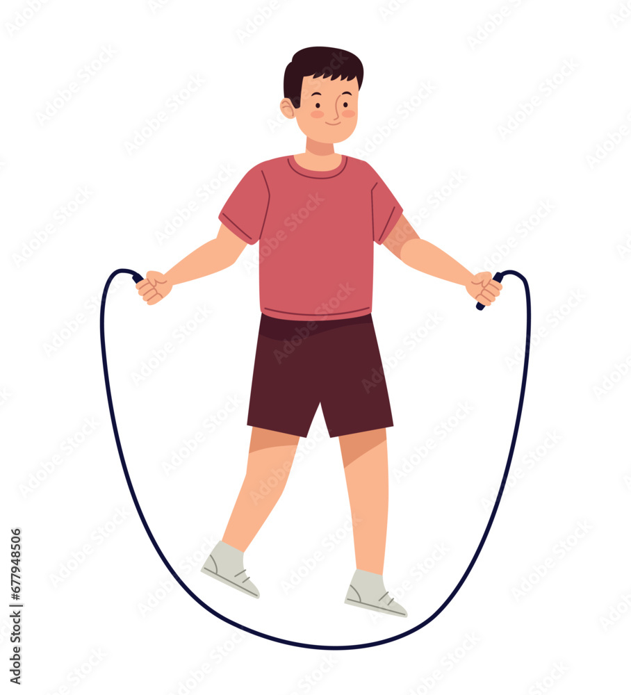 Poster fitness man with skipping rope