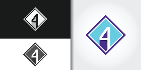 gradation number 4 logo set
