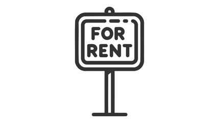 Black and white vector icon of a For Rent sign.