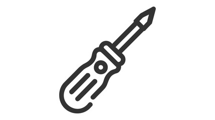 Black and white vector illustration of a flathead screwdriver, featuring a detailed handle.