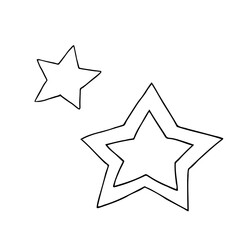 A set of hand drawn stars. Outline drawing. Hand drawn vector illustration. Design element for coloring pages, cards, prints, packaging, invitations, business cards, advertising