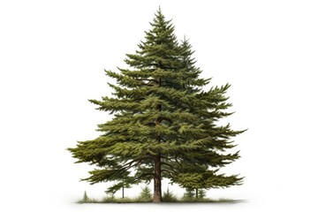 A pine tree isolated on a white background. Generative AI