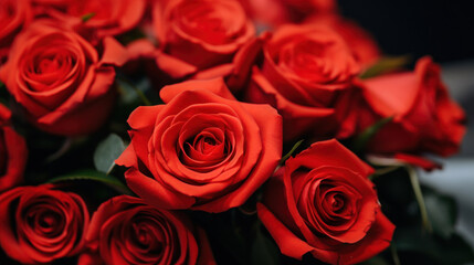 Close up of a bunch of red roses