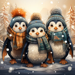 Obraz premium two owls in winter