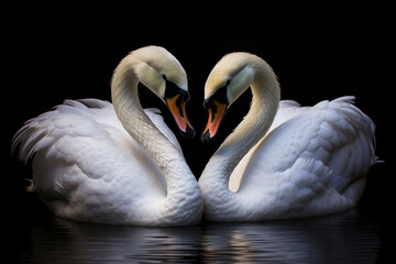 Obraz premium two white swans couple, love
