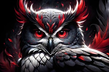 Gothic owl red eyes ai generation 