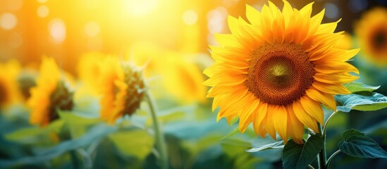 In the summertime the vibrant and colorful garden is adorned with beautiful and natural flora including the stunning sunflower with its bright yellow petals basking in the glorious warmth of