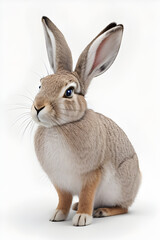 Rabbit isolated on white background, studio shot. 3D rendering.