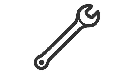 Monochrome vector illustration of a wrench, simplistic design, isolated on white background