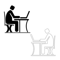  Businessman Working on Computer Vector illustration