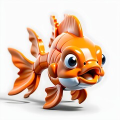 Cute Goldfish Swimming in a Glass Bowl Illustration_generative ai