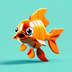 Cute Goldfish Swimming in a Glass Bowl Illustration_generative ai
