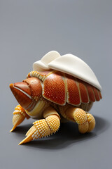 Spiral crab made of plasticine on a white background (1)