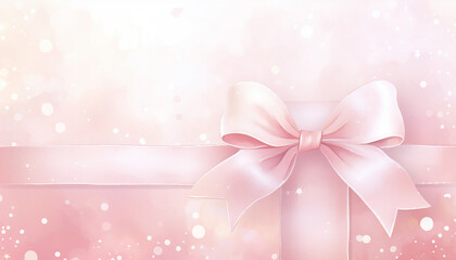 pink gift box with ribbon and snow