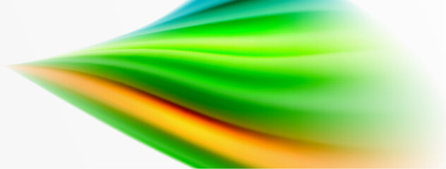 Rainbow color silk blurred wavy line background on white, luxuriously vibrant visually captivating backdrop. Stunning blend of colors reminiscent of rainbow, silky and gracefully blurred wavy pattern