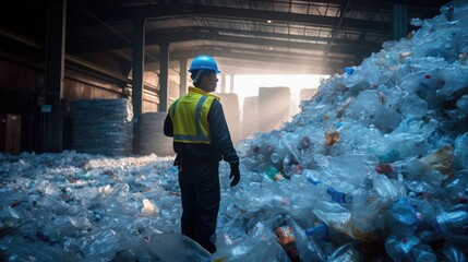 Industrial pile material recycle landfill waste environment plastic garbage pollution