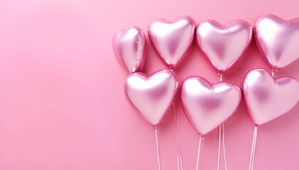 pink heart balloons on a pink background
