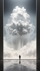 vertical background abstract man in the clouds, the concept of soul faith god dream psychology