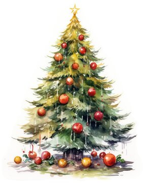 Christmas tree on isolated white background.Generated AL