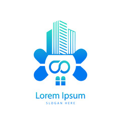 modern CO letter real estate logo in linear style with simple roof building