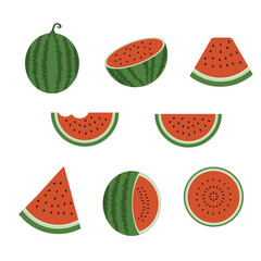 Refreshing Watermelon Fruit Set Clipart Illustration