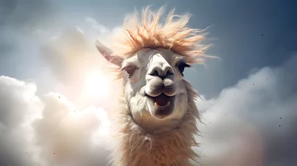 Fotobehang Cute Llama Hanging Out In Nature Generated with AI. © Dee