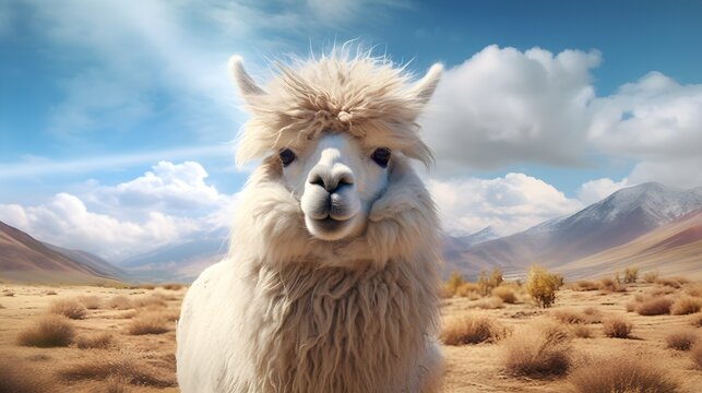 Cute Llama Hanging Out In Nature Generated with AI.