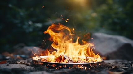 Flaming Ambiance: Cozy Fire Pit Delight AI Generative