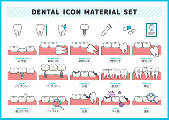 歯医者・歯科関連アイコン素材セット - obrazy, fototapety, plakaty