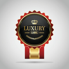 Luxury golden red badges and labels. Retro vintage circle badge design