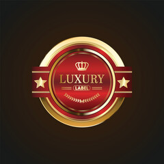 Fototapeta na wymiar Luxury golden red badges and labels. Retro vintage circle badge design