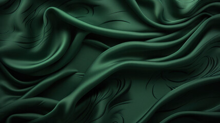 Obraz premium Dark green silk texture with soft waves