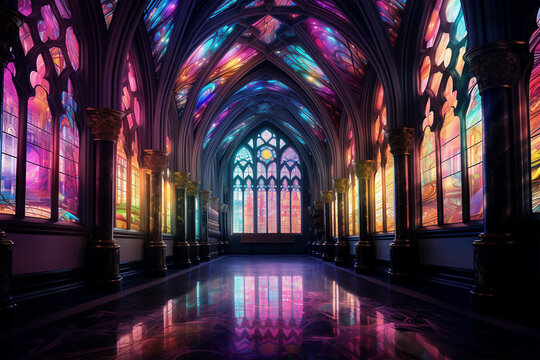 Cathedral Church Ancient Medieval Gothic Stained Glass Window 