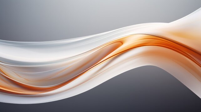 An orange and white abstract design on a gray background. Generative AI.
