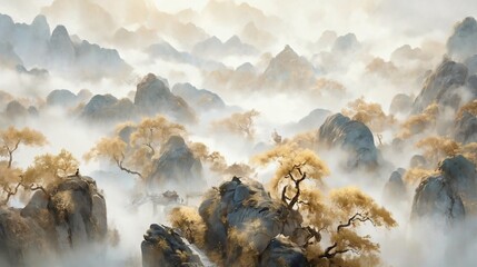 Creative Gold Foil Chinese Painting