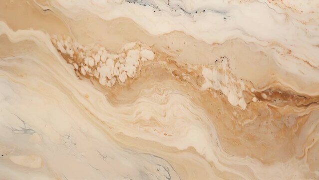 A smooth, polished surface in a marblelike pattern of pale and mediumtoned tans, with faint ing and intricate swirls adding depth to its design.