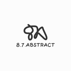 Logo of numbers 8, 7 and letter A from abstract lines. Suitable for fashion and lifestyle businesses.
