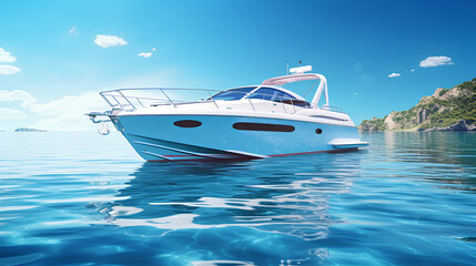 yacht in the ocean, beautiful clear sky