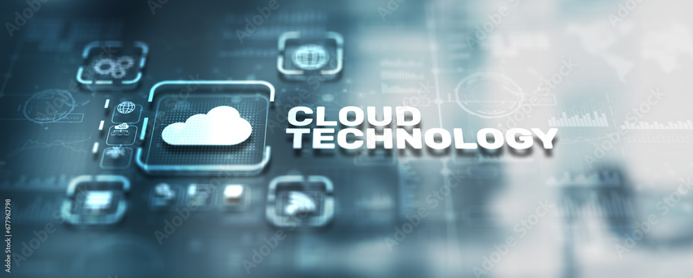 Wall mural cloud computing technology business network concept