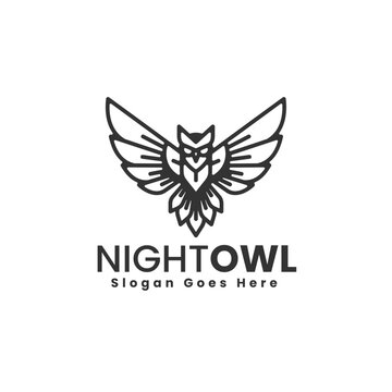 Vector Logo Illustration Owl Line Art Style