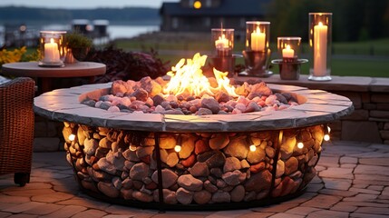 Crackling Flames: Fire Pit Tranquility AI Generative