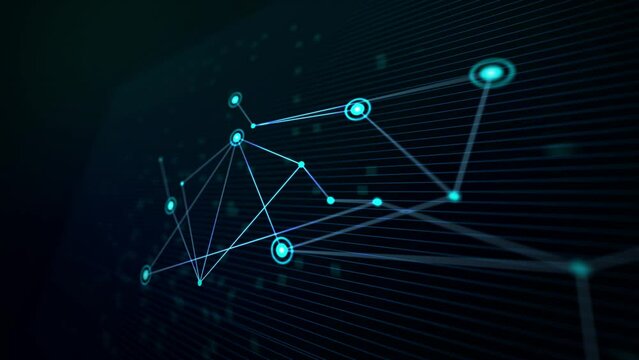 Technology dotted lines background. Blue low poly digital lines background. 4K resolution video 3840x2160 60fps