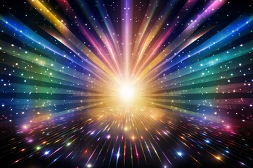 Fototapeta premium Shining Color Stars Background with Light Rays, Abstract light background with bokeh 