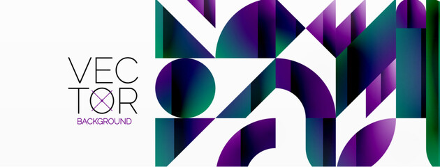 Dynamic abstract vector background. Harmonious fusion of circles, squares, and triangles. Geometric elements intertwine to create mesmerizing backdrop. Each shape contributes to kaleidoscope of forms