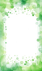 Watercolor stylized frame in green colors on a white background