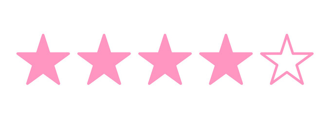 シンプルなピンク色の4つ星マーク - obrazy, fototapety, plakaty