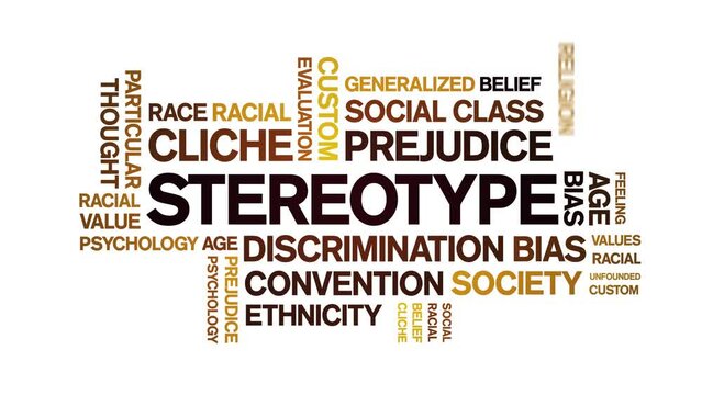 Stereotype animated tag word cloud;text design animation kinetic typography seamless loop.